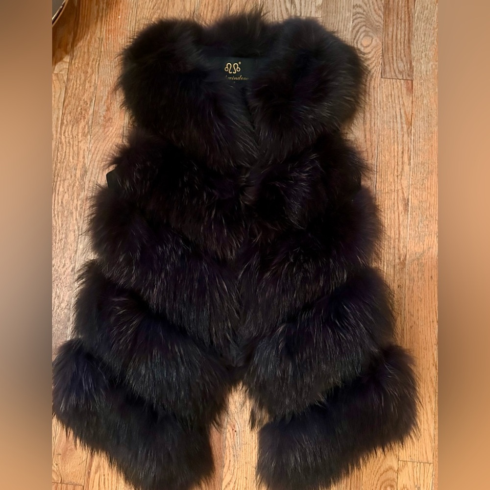 Luxurious Black Fox Real Fur Vest